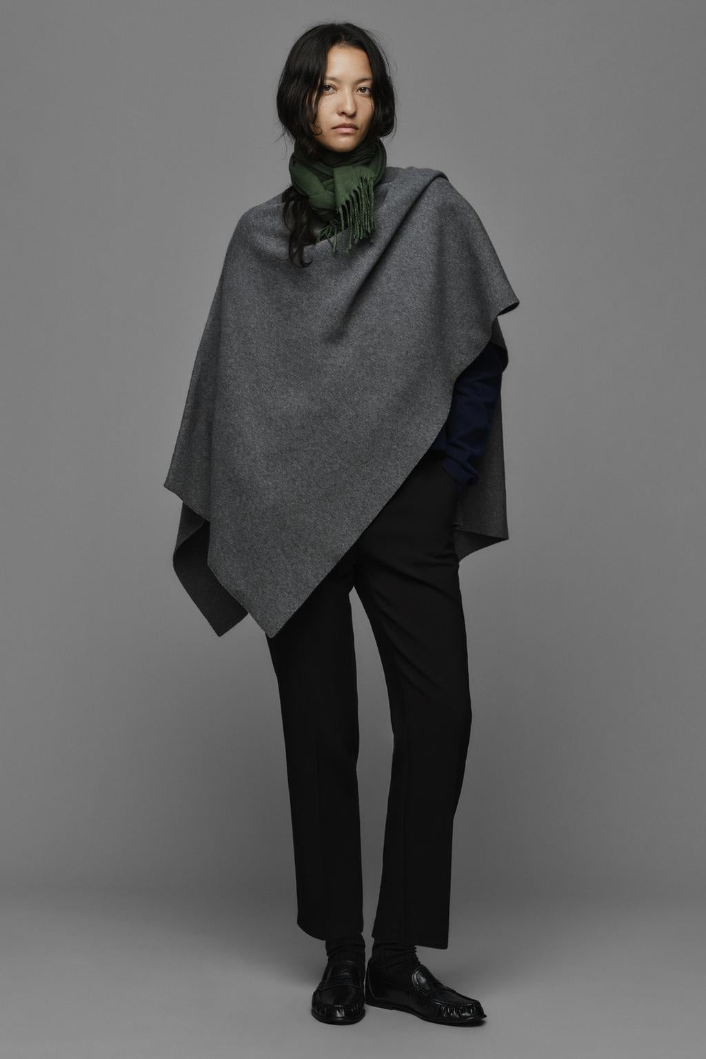 ZA Oversized Asymmetric Knit Poncho Top