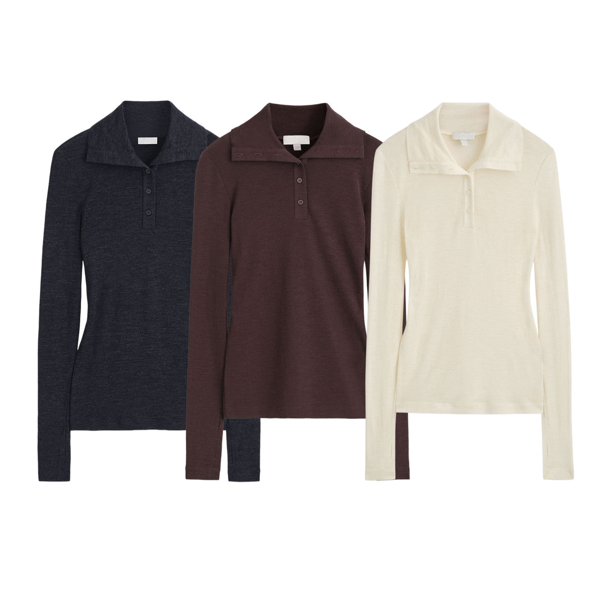 ZA Long-Sleeve Polo Knit Top