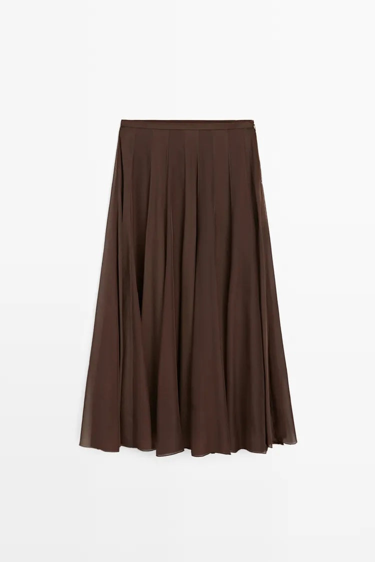 ZA  Satin Flowing Maxi Skirt