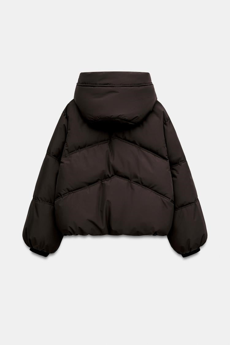 ZA Hooded Chevron Puffer Jacket