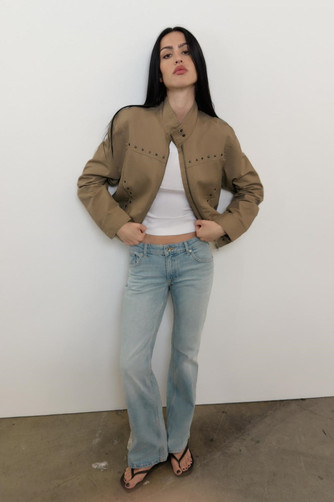 ZA Studded High-Neck Zip Jacket
