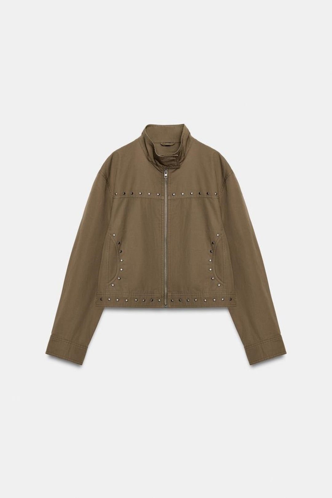 ZA Studded High-Neck Zip Jacket