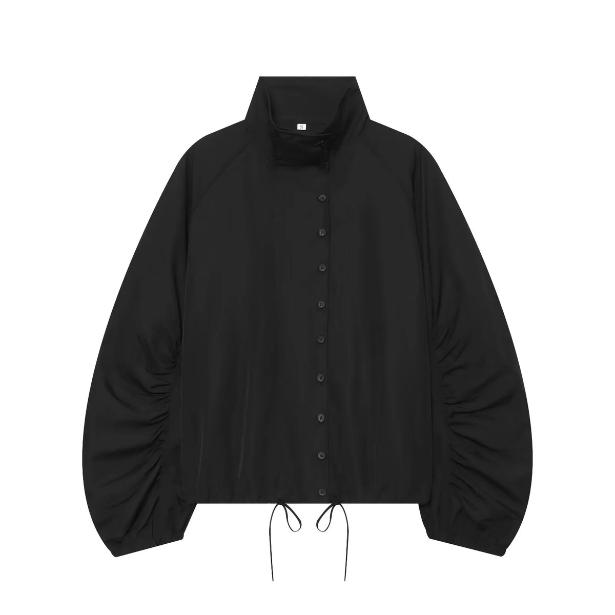 ZA Ruched Sleeve High-Neck Jacket