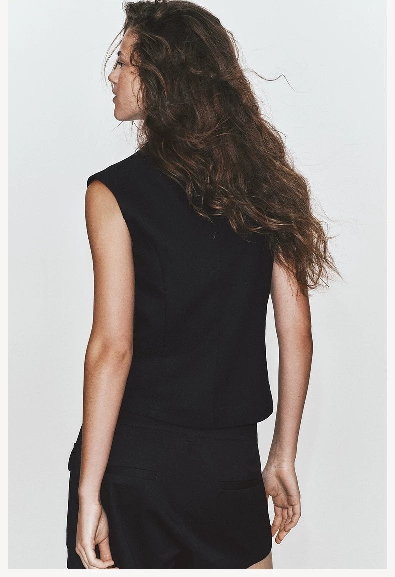 ZA Military-Inspired Button Detail Vest
