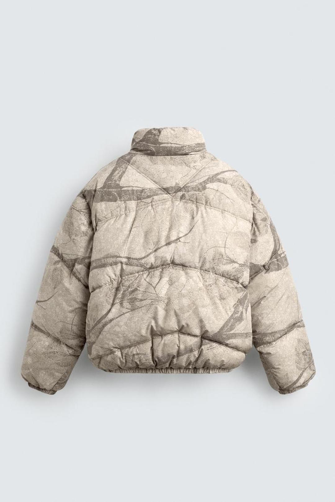 ZA Abstract Print Puffer Jacket