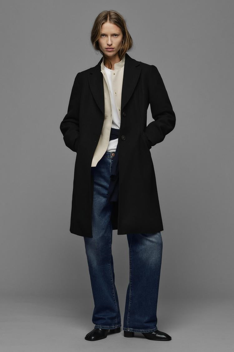 ZA Classic Single-Breasted Long Coat