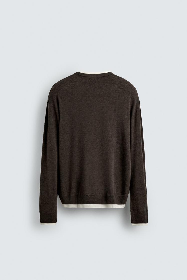 Contrast Trim Lightweight Knit Sweater