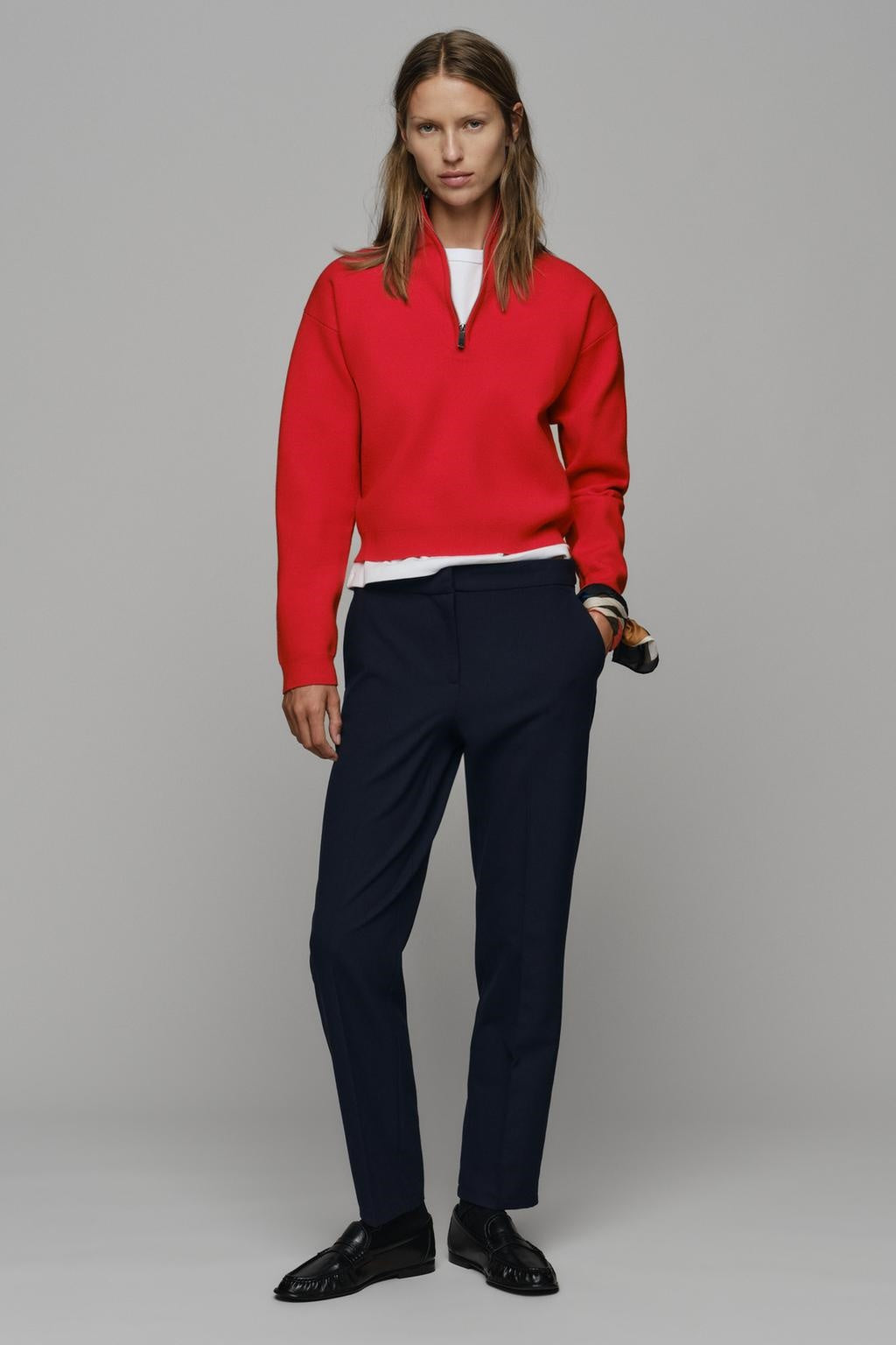 ZA Half-Zip High-Neck Knit Sweater