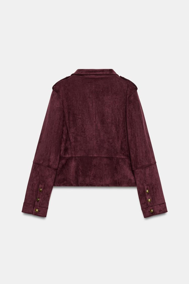 ZA Suede-Effect Military Jacket