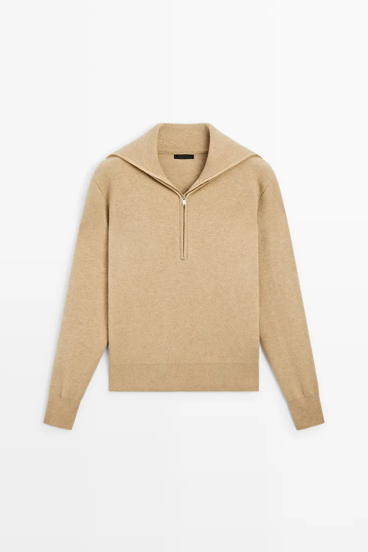 ZA  Half-Zip Wide Collar Knit Sweater