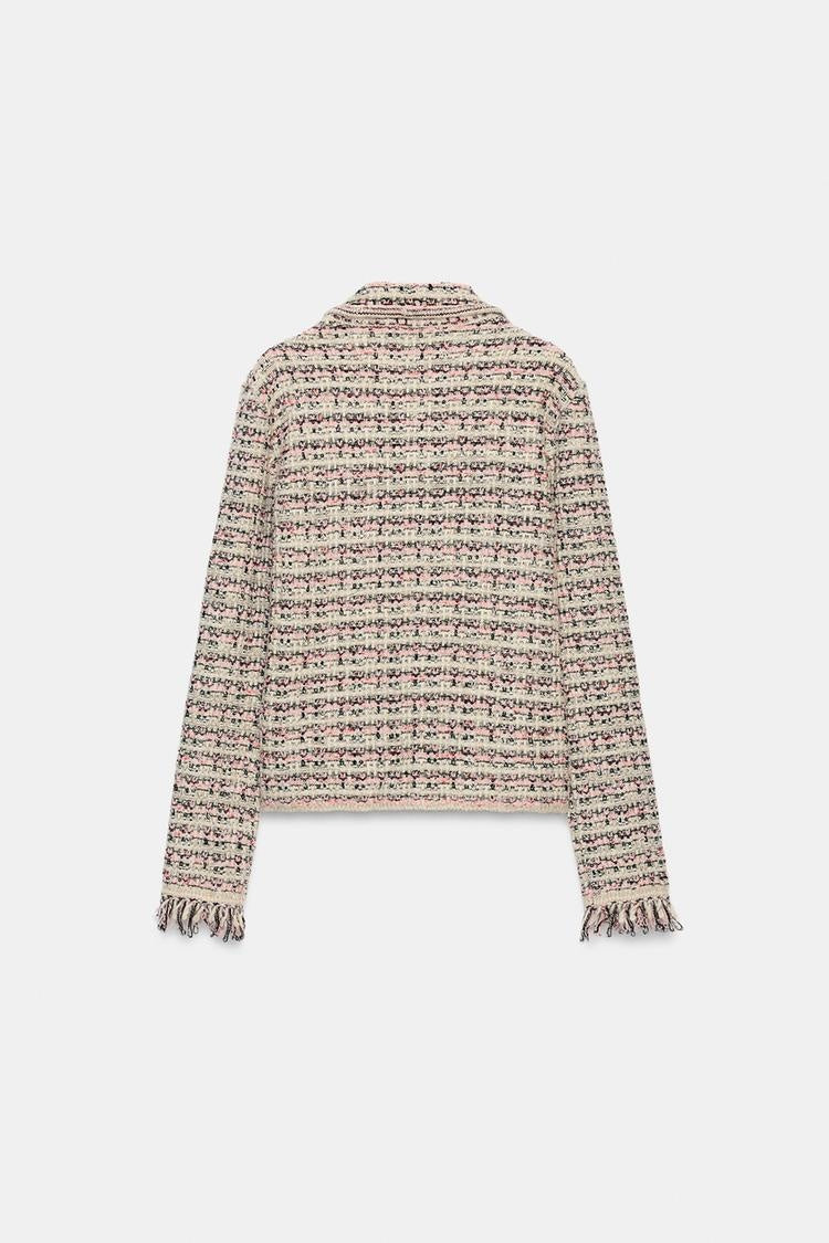 ZA Textured Tweed Button Jacket