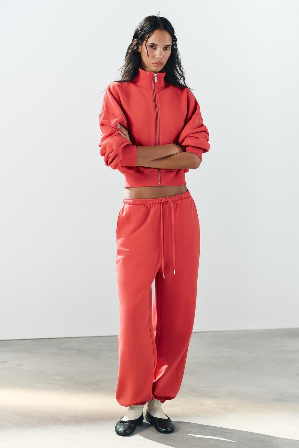 ZA Relaxed Zip-Up Sweatshirt &amp; Jogger Set