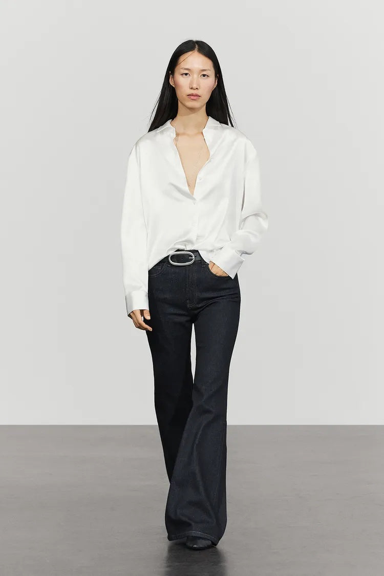 MD Classic Satin Button-Up Shirt