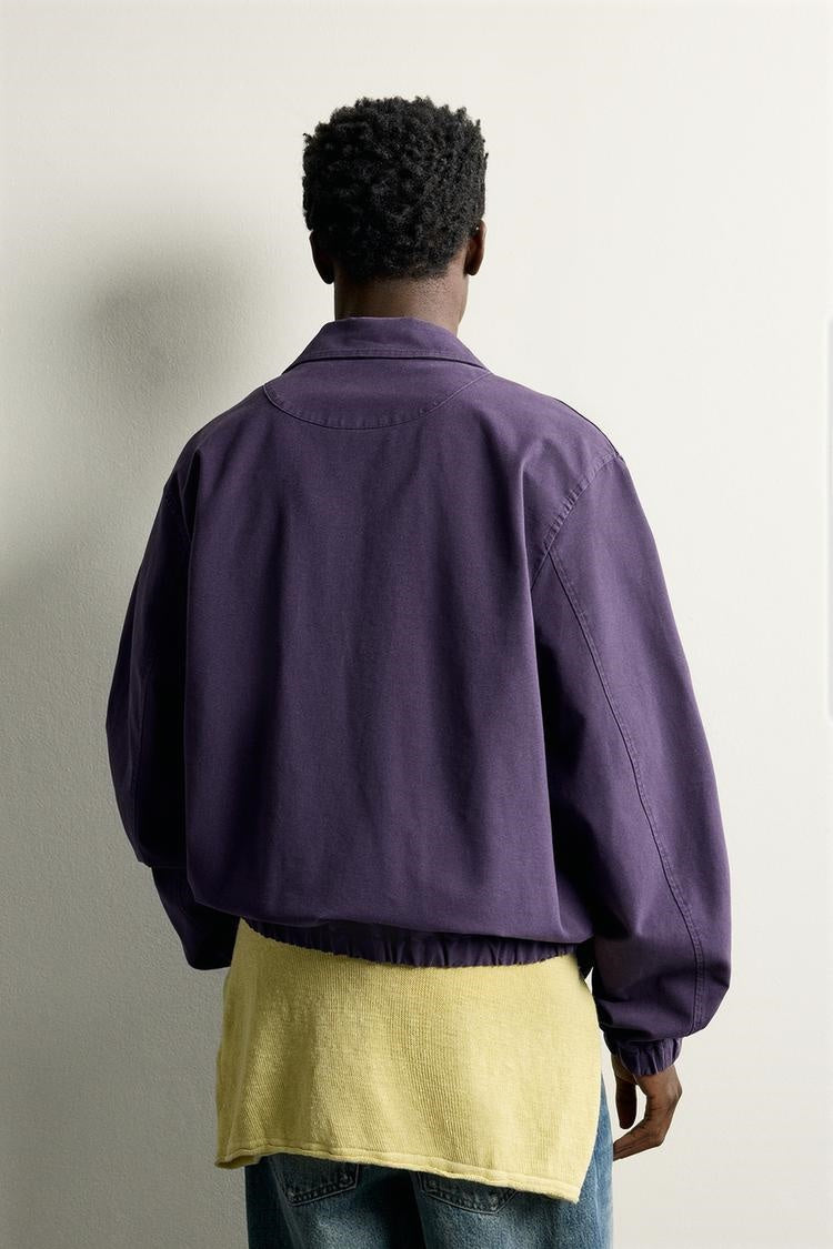 ZA Washed Purple Zip-Up Harrington Jacket