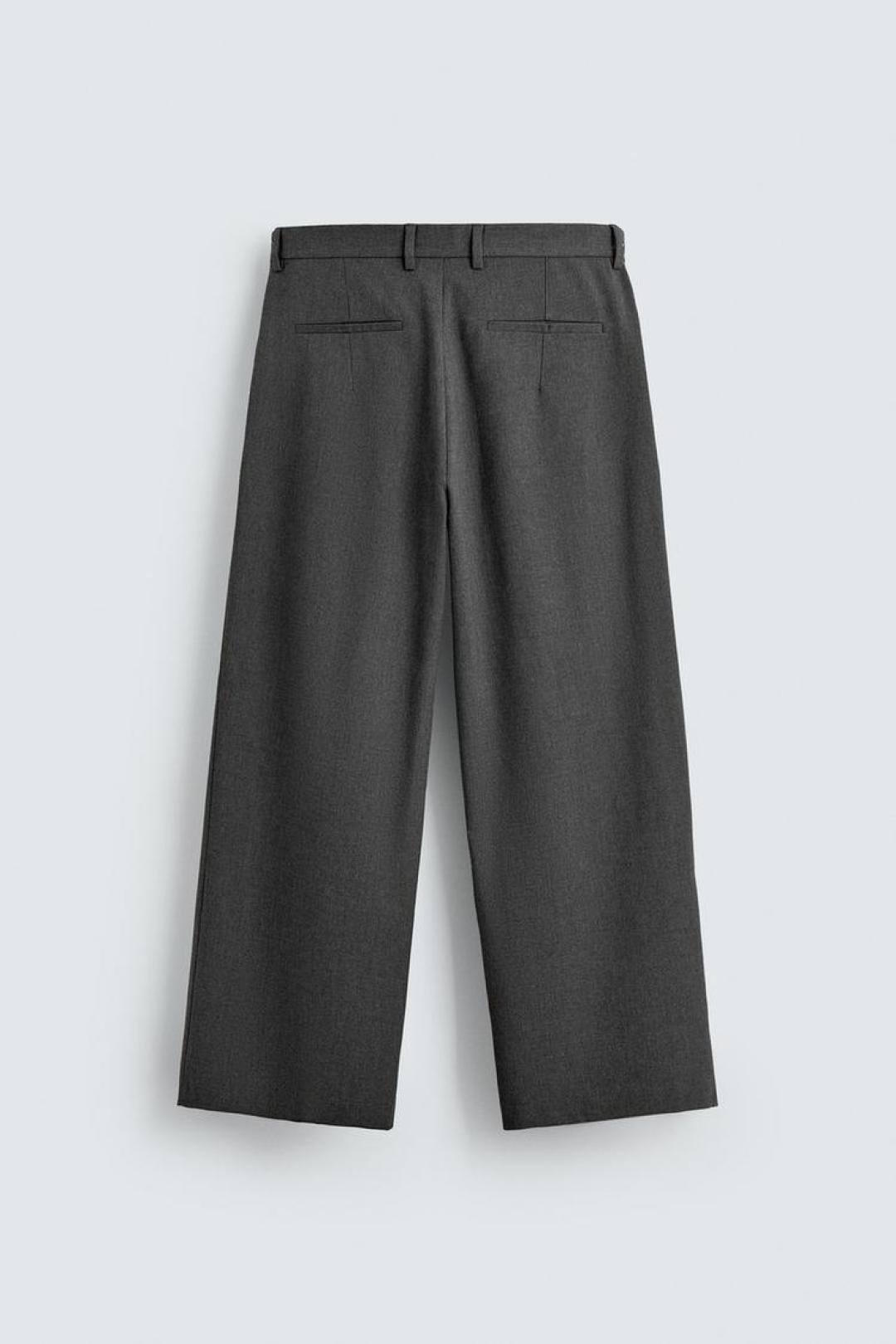 ZA Wide-Leg Pleated Tailored Trousers