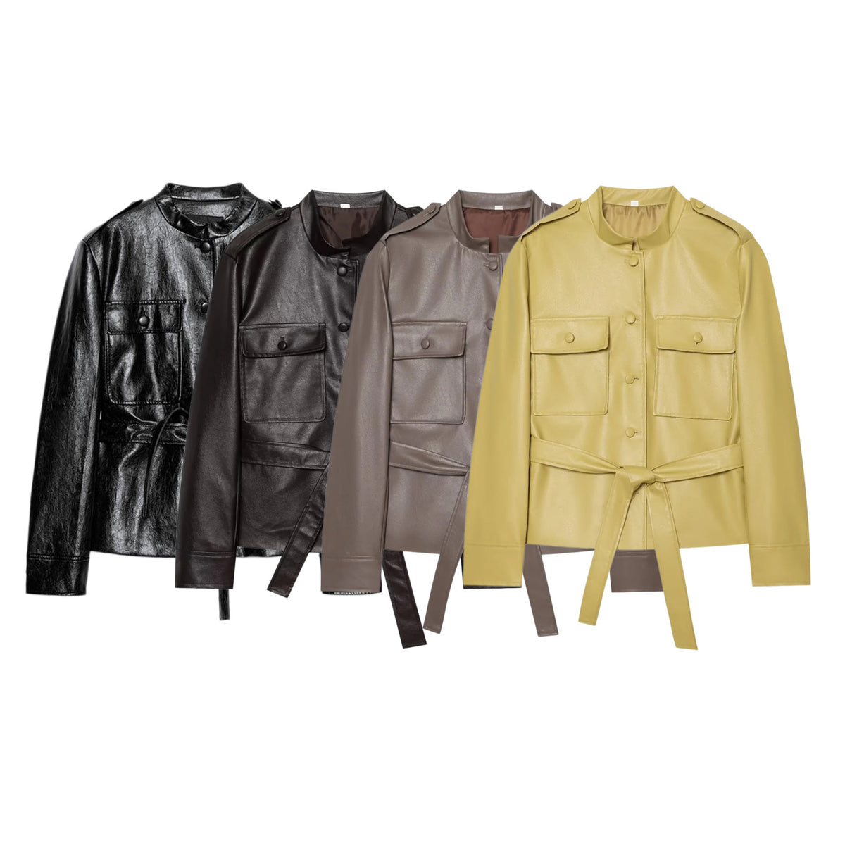 ZA Belted Faux Leather Utility Jacket