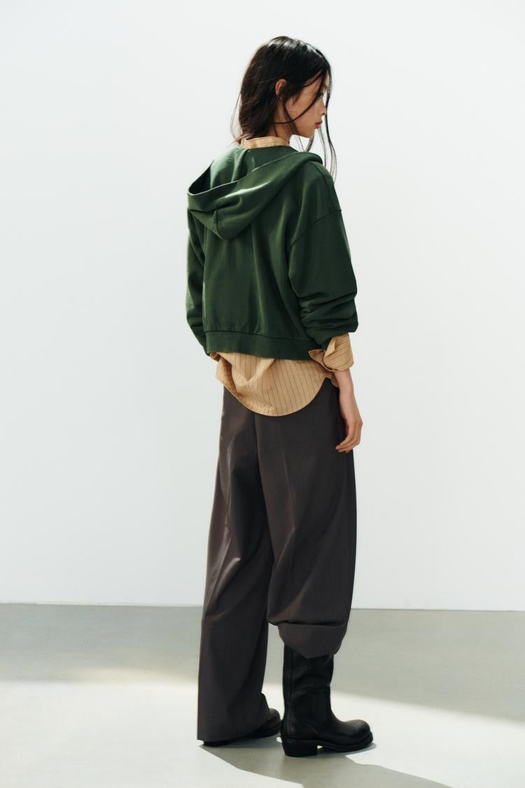 ZA Green Zip-Up Hoodie & Wide-Leg Pants Set