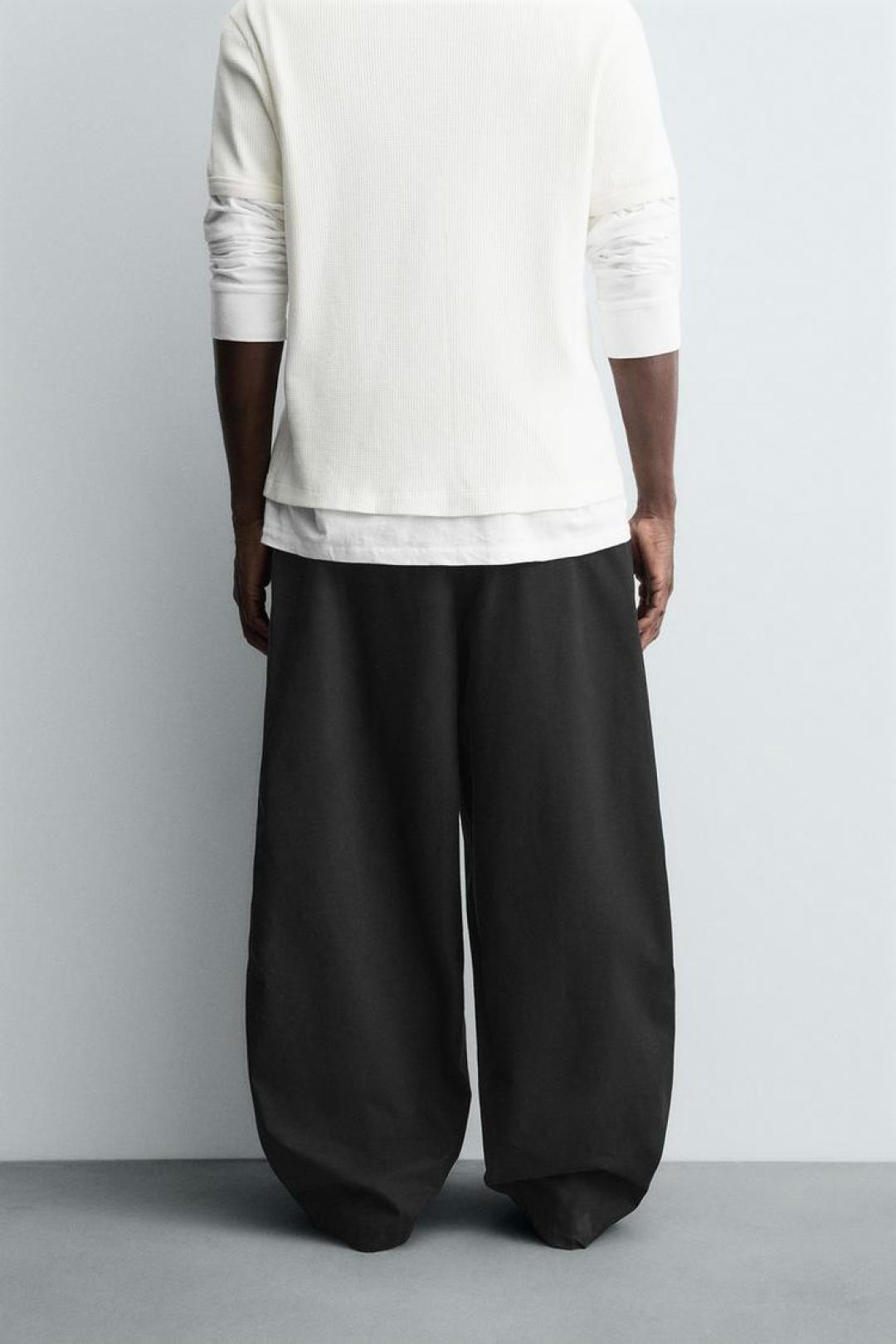 ZA Relaxed Wide-Leg Elastic Waist Pants