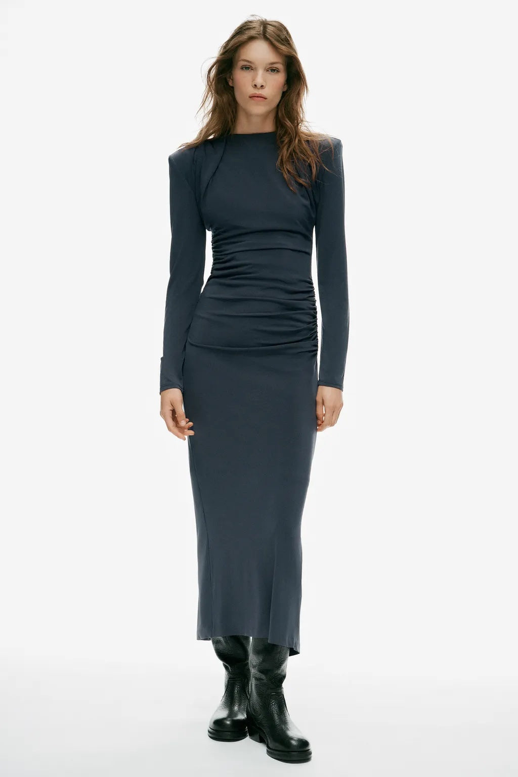 ZA Draped Long-Sleeve Maxi Dress