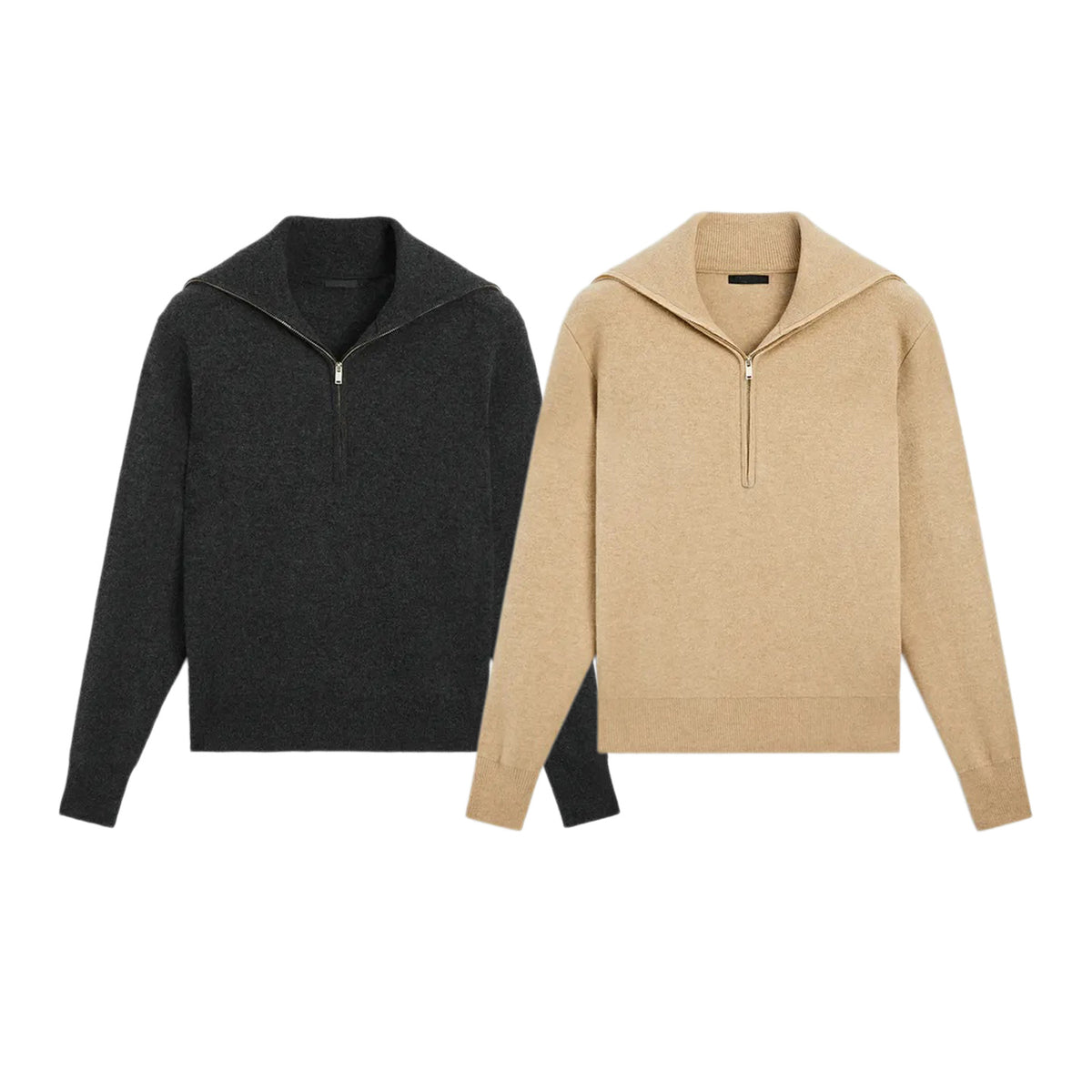ZA  Half-Zip Wide Collar Knit Sweater