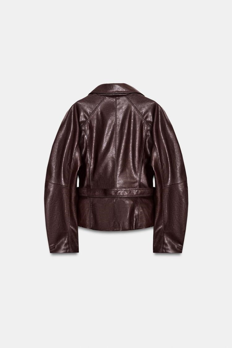 ZA Women’s Belted Faux Leather Jacket