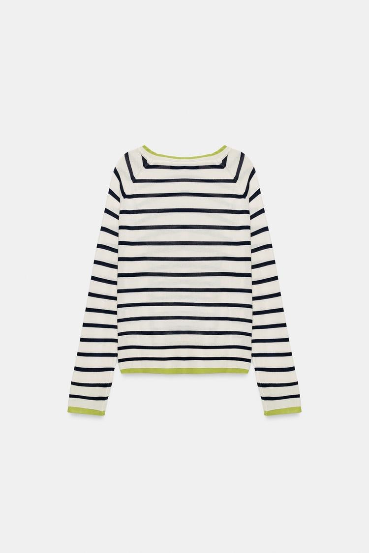 ZA Women’s Contrast-Trim Lightweight Knit Top