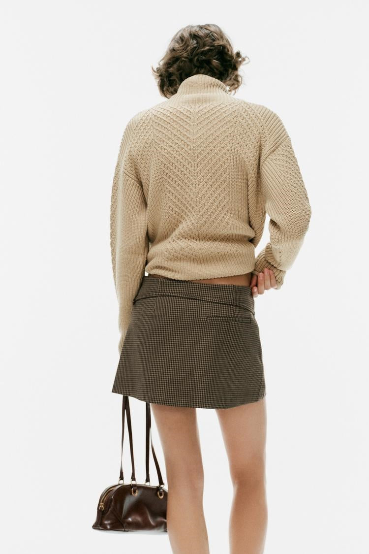 ZA Checked Micro Mini Skirt