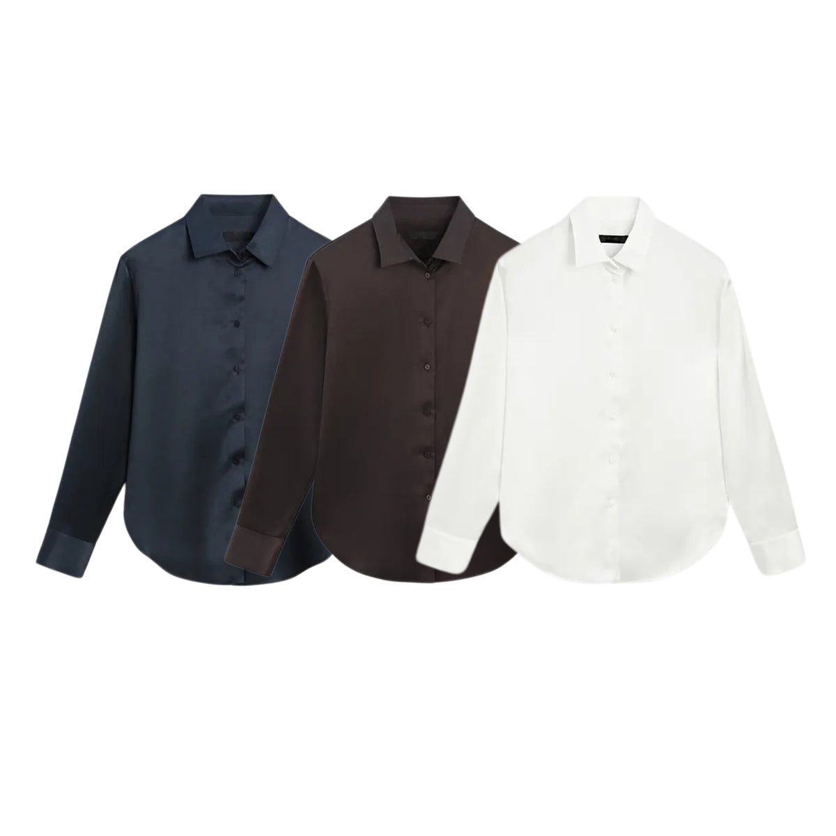MD Classic Satin Button-Up Shirt
