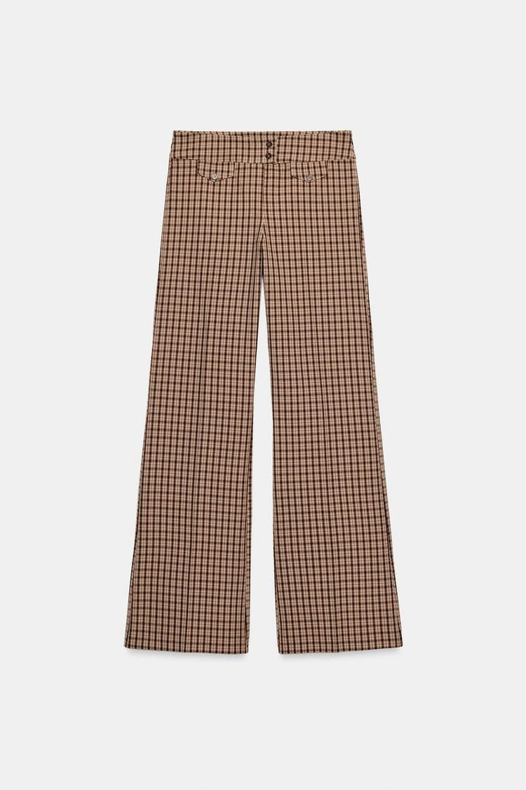 ZA Checked Shirt & Wide-Leg Trouser Set