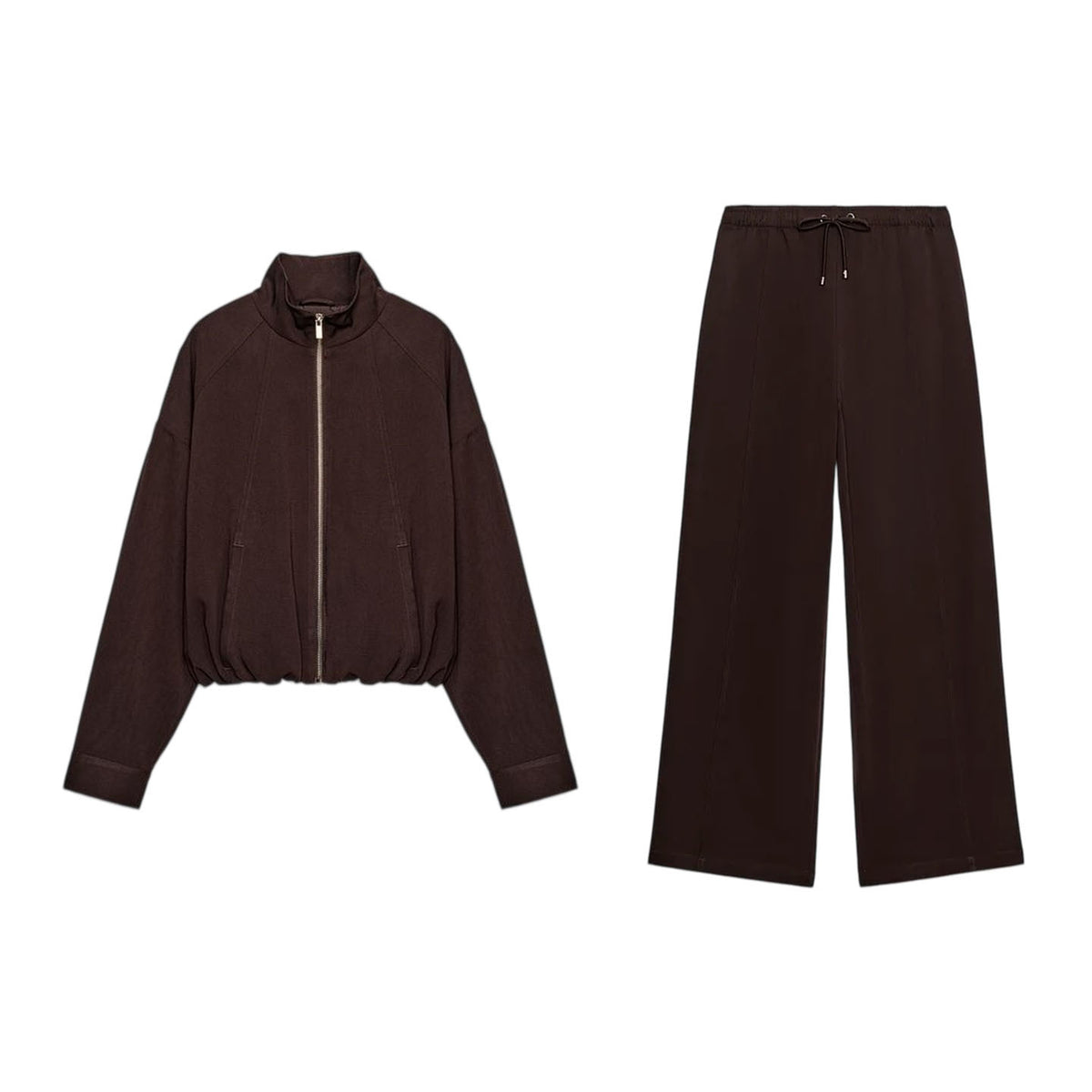 ZA Relaxed Zip-Up Jacket & Wide-Leg Pants Set