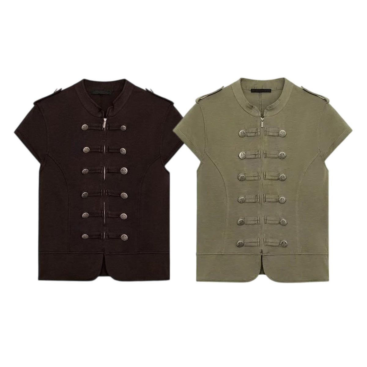 ZA Military Button Short-Sleeve Jacket