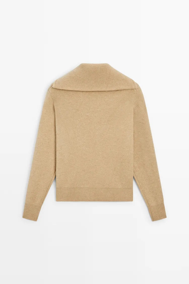 ZA  Half-Zip Wide Collar Knit Sweater