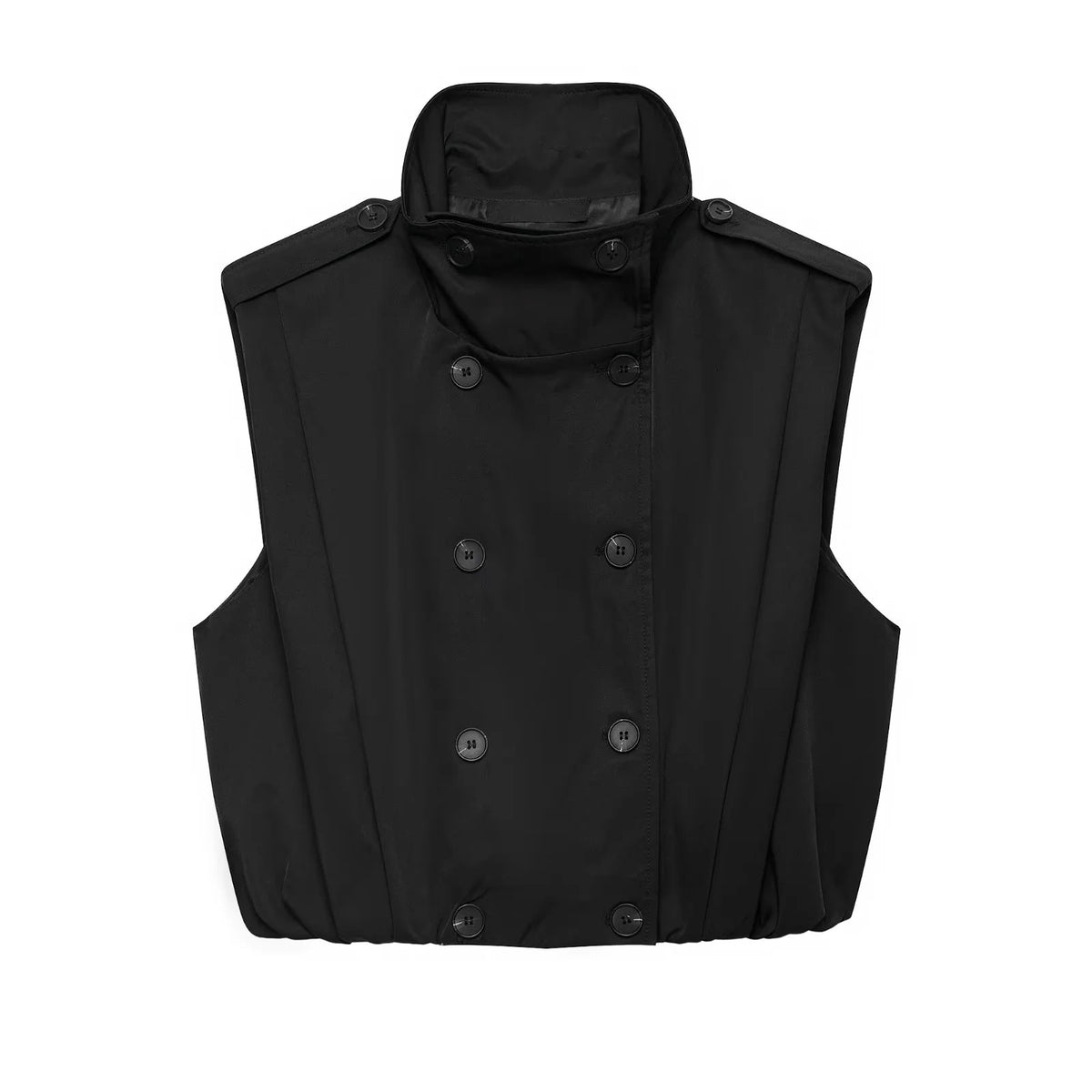 ZA Double-Breasted High-Neck Utility Vest