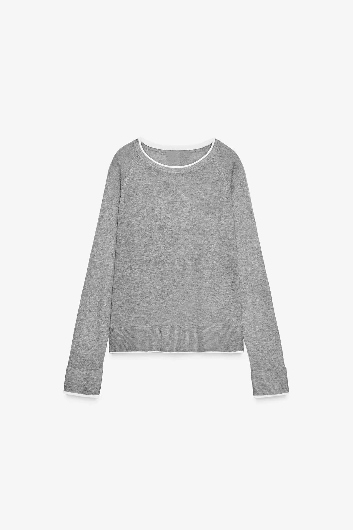ZA Women’s Contrast-Trim Lightweight Knit Top