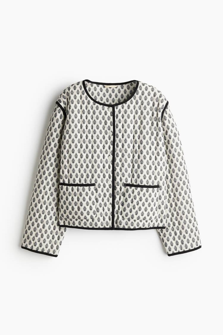 ZA Printed Contrast-Trim Jacket