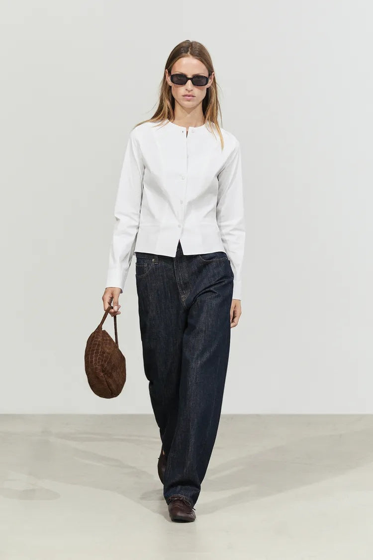 MD Collarless Button-Up Shirt