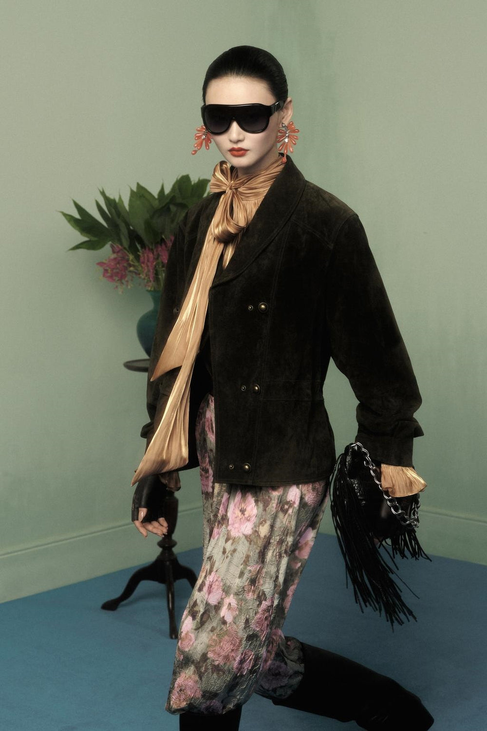 ZA Suede Military-Style Jacket