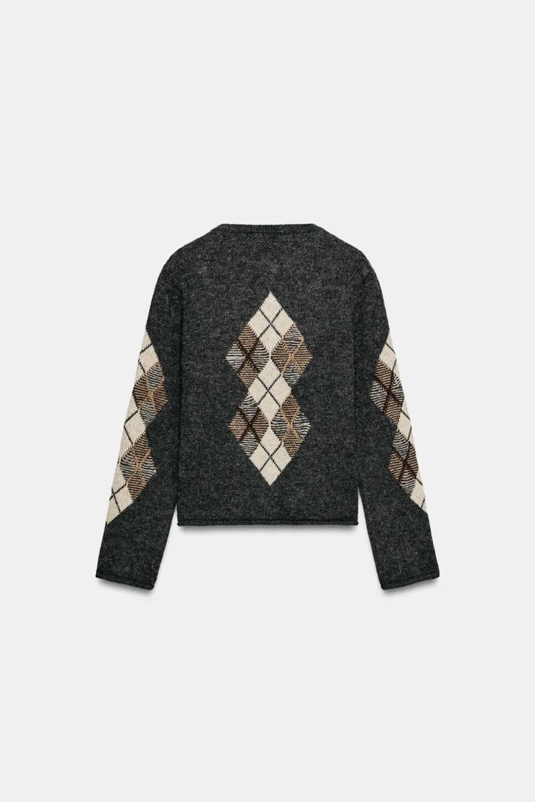 ZA Argyle Button-Up Knit Cardigan