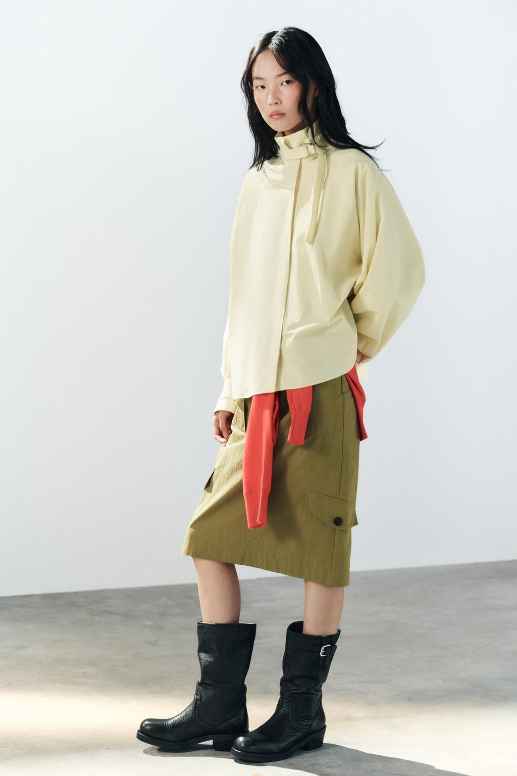 ZA Women’s High-Neck Balloon Sleeve Blouse