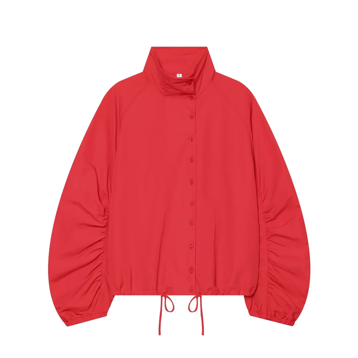 ZA Ruched Sleeve High-Neck Jacket