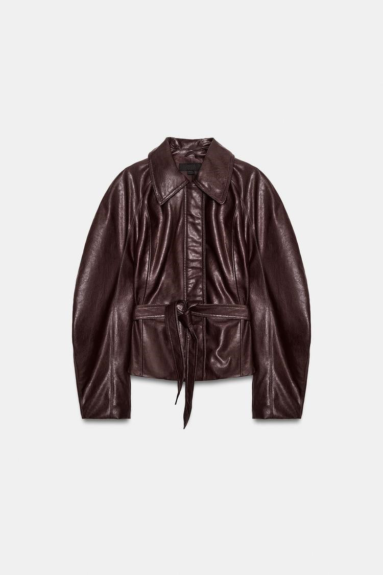 ZA Women’s Belted Faux Leather Jacket