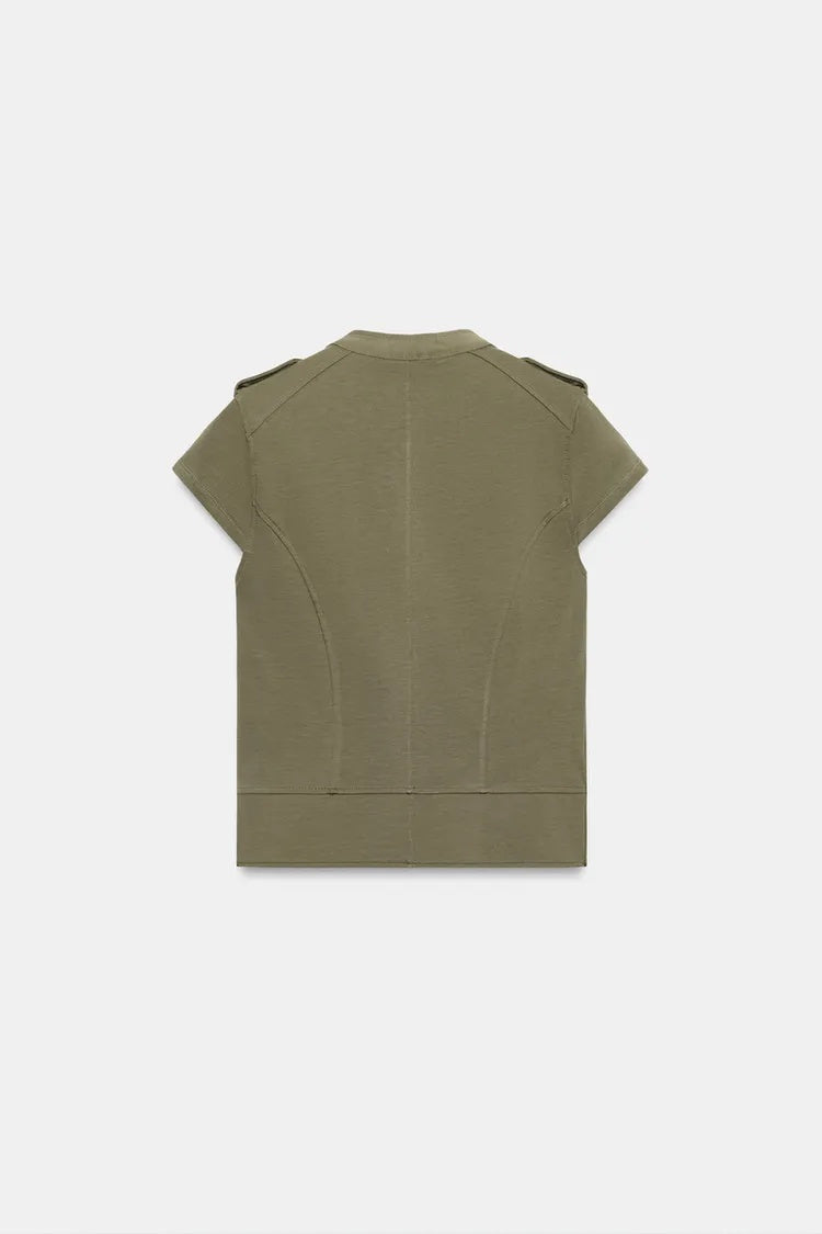 ZA Military Button Short-Sleeve Jacket