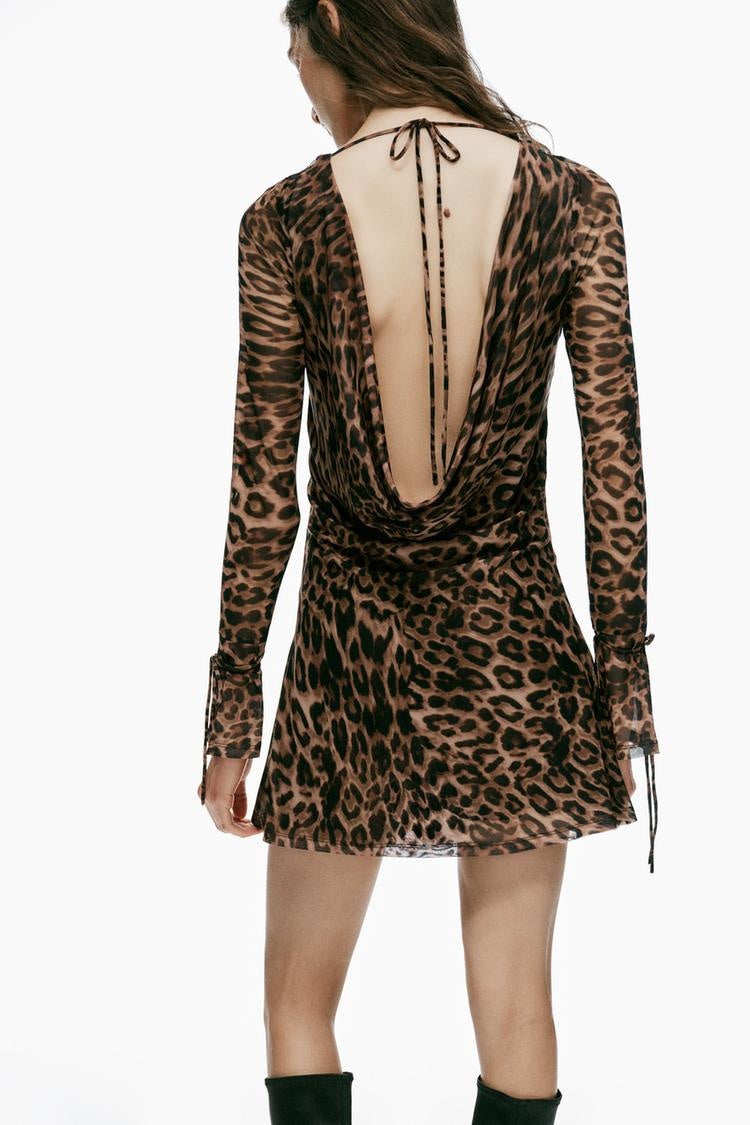 ZA Animal Print Draped Mini Dress