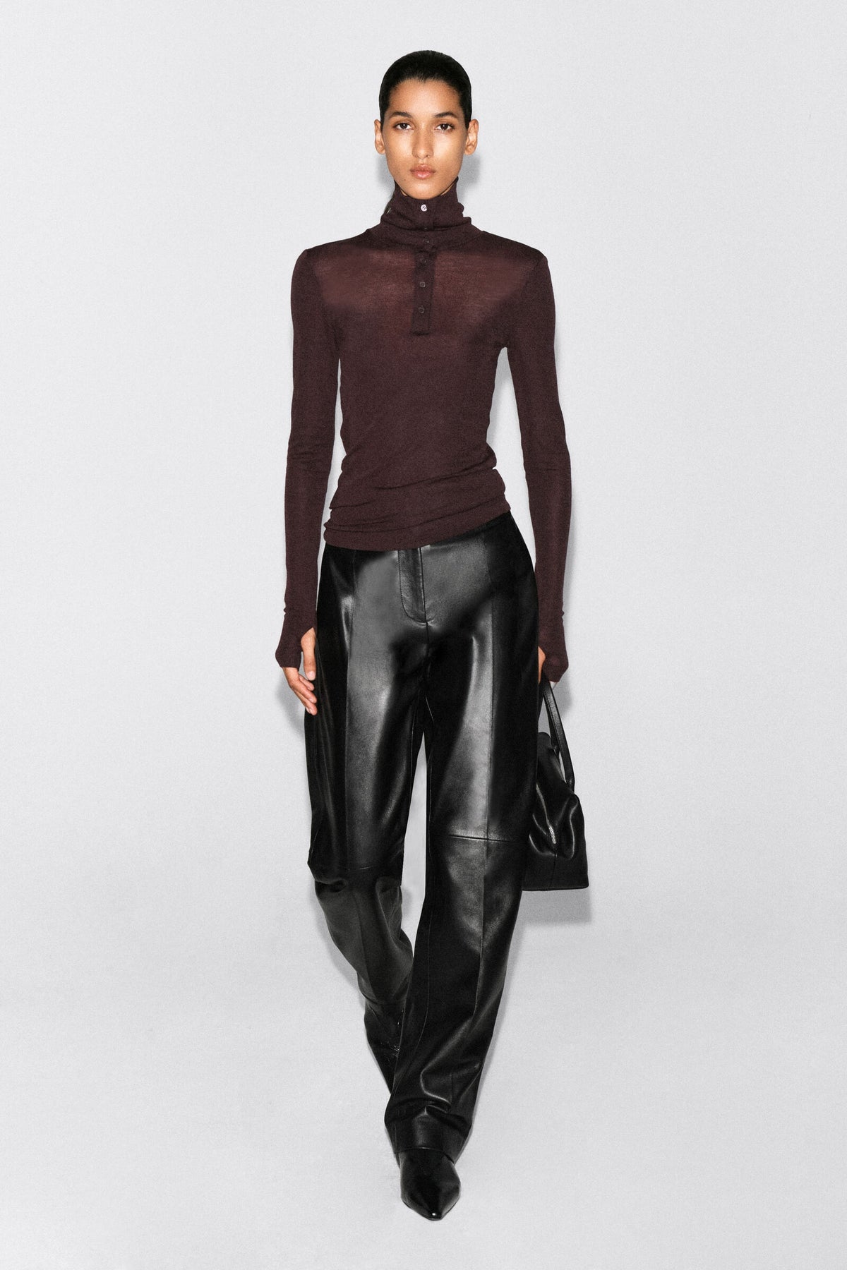 ZA Long-Sleeve Polo Knit Top