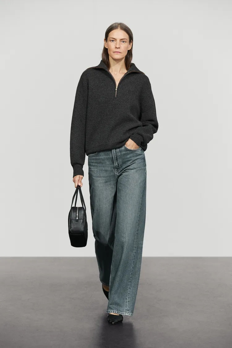 ZA  Half-Zip Wide Collar Knit Sweater