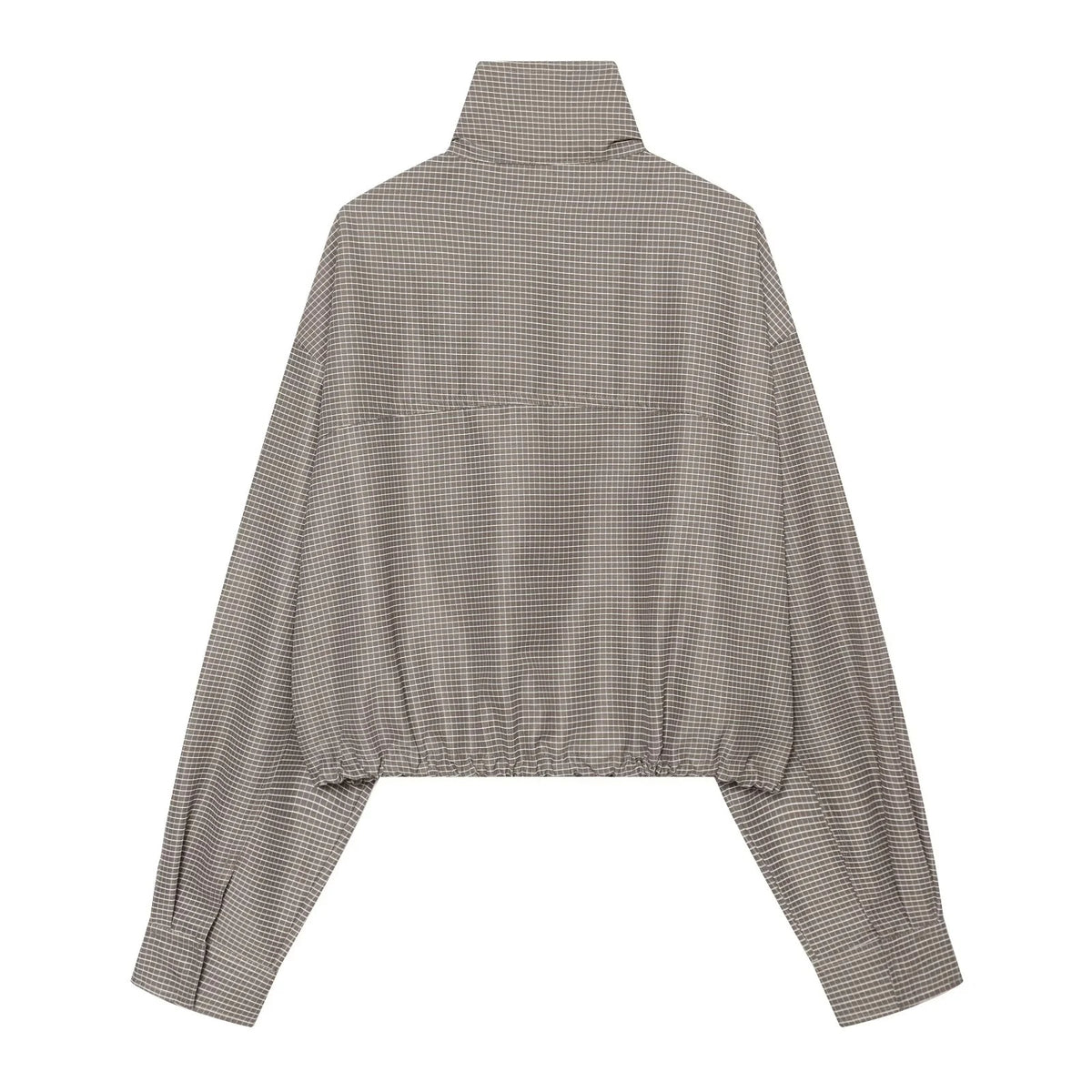 ZA Women’s Check High-Neck Cropped Jacket