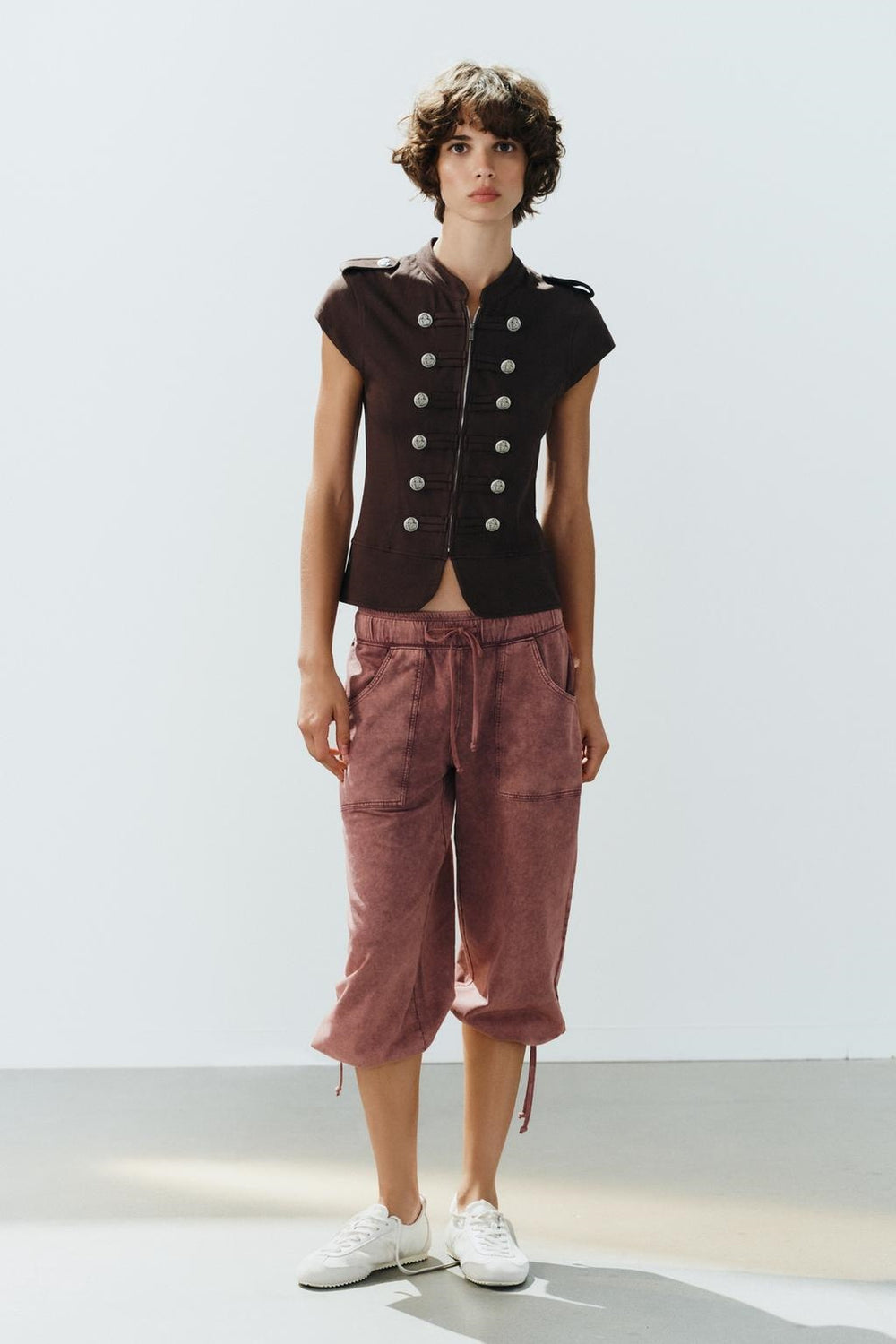 ZA Military Button Short-Sleeve Jacket