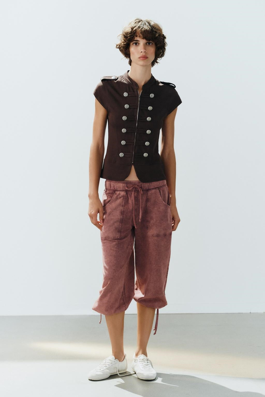 ZA Military Button Short-Sleeve Jacket