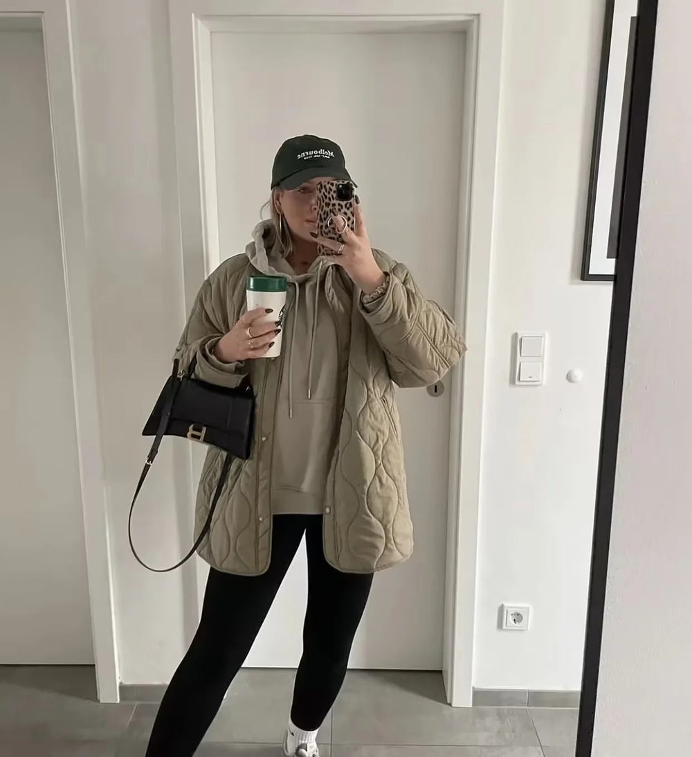 ZA Lightweight Quilted Snap-Button Jacket