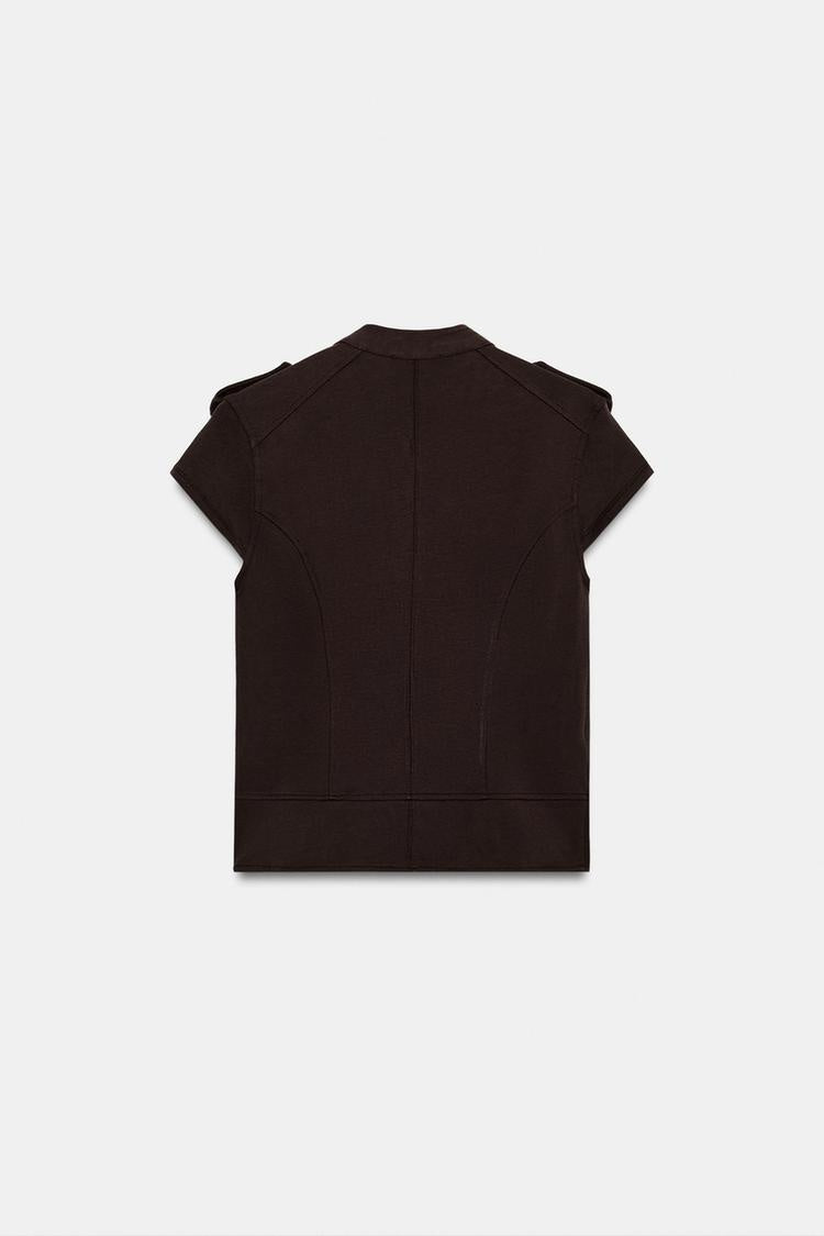 ZA Military Button Short-Sleeve Jacket